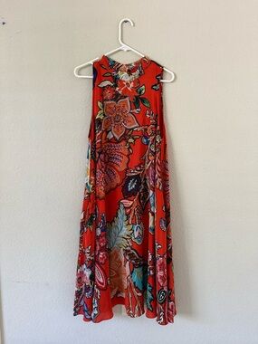 Maeve Red Floral High-Neck Swing Dress